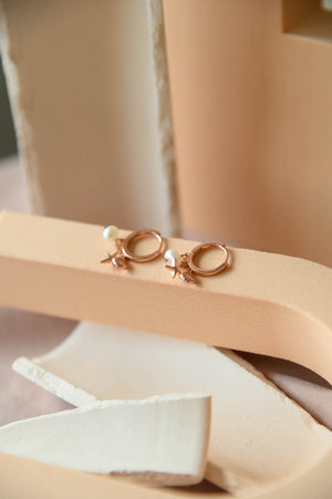 925 Sterling Silver - Carwyn Huggies in rose gold