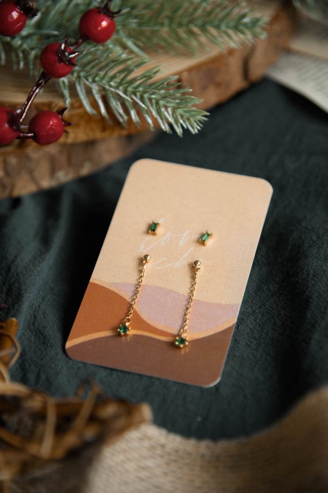 Moonshine Earrings Set in emerald