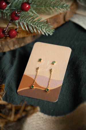 Moonshine Earrings Set in emerald