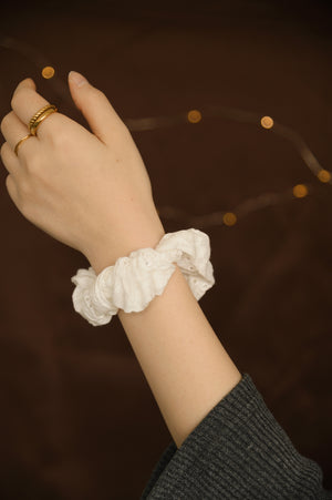 Eyelet White Scrunchie