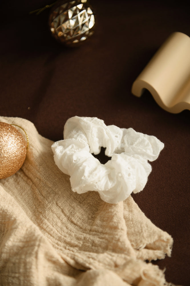 Eyelet White Scrunchie